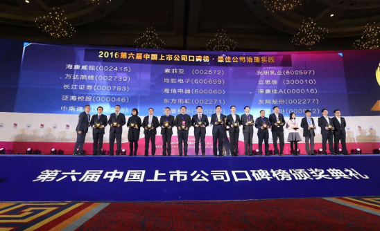 索菲亞獲頒 2016“最佳公司治理實踐獎”