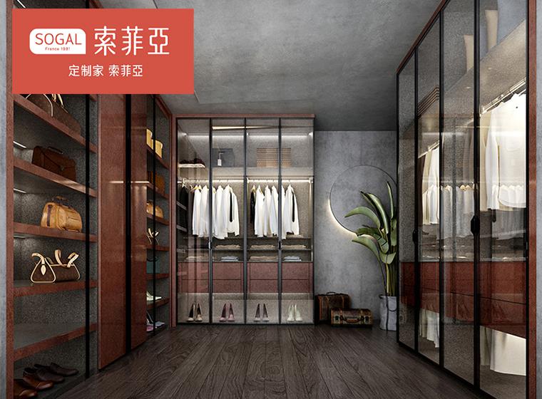 索菲亞衣柜家居全屋整體定制推拉門衣柜現(xiàn)代工業(yè)風(fēng)衣帽間