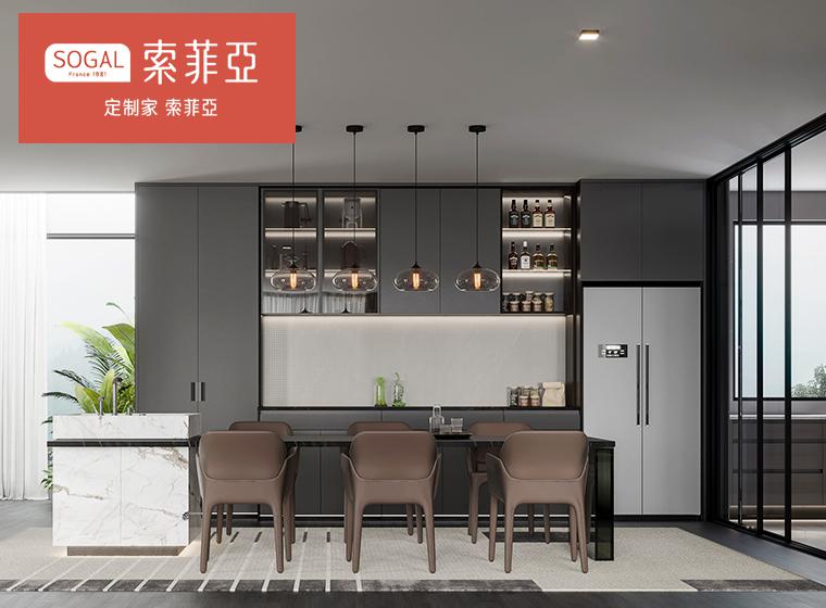索菲亞鉑金系列輕奢客餐廳入戶柜臥室柜全屋定制